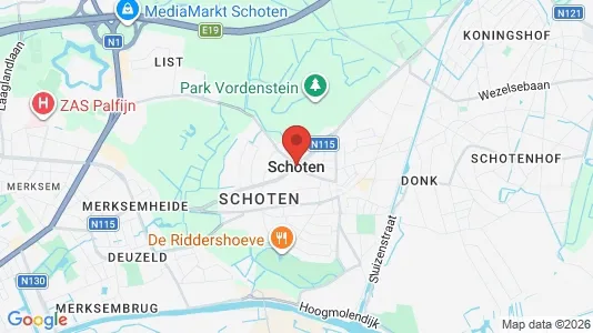 Houses for rent i Schoten - kort over placeringen