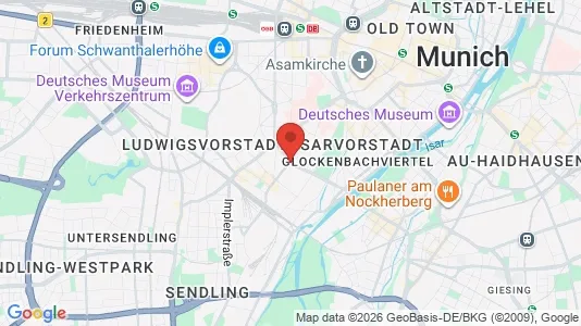 Apartments for rent i Munich Ludwigsvorstadt-Isarvorstadt - kort over placeringen