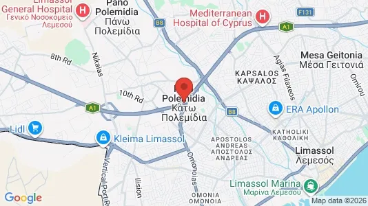 Apartments for rent i Kato Polemidia - kort over placeringen