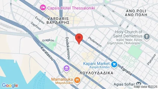 Apartments for rent i Thessaloniki - kort over placeringen