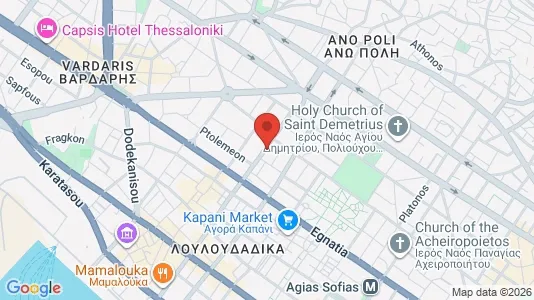 Apartments for rent i Thessaloniki - kort over placeringen