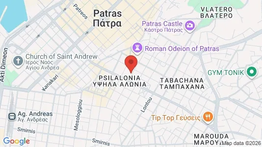 Apartments for rent i Patras - kort over placeringen
