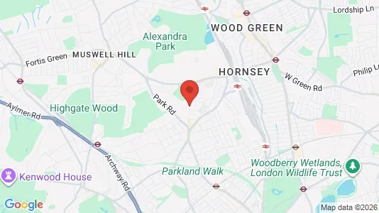 Rooms for rent i London N8 - kort over placeringen