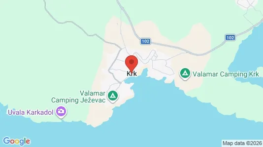 Apartments for rent i Krk - kort over placeringen