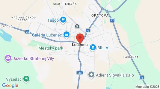 Apartments for rent i Lučenec - kort over placeringen