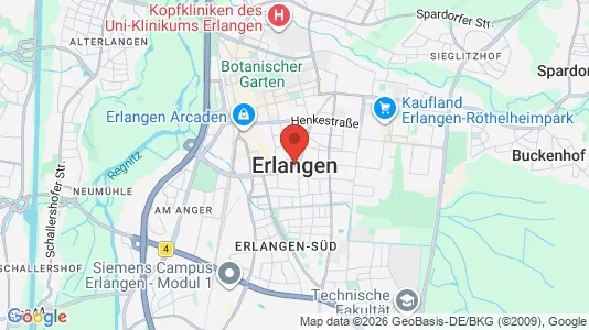 Apartments for rent i Erlangen - kort over placeringen
