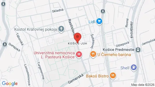 Rooms for rent i Košice Dargovských hrdinov - kort over placeringen