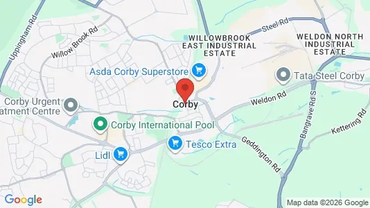 Houses for rent i Corby - Northamptonshire - kort over placeringen