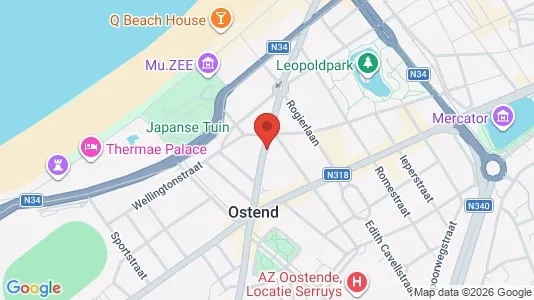 Apartments for rent i Oostende - kort over placeringen