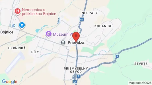 Apartments for rent i Prievidza - kort over placeringen