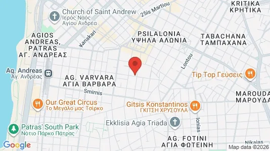 Apartments for rent i Patras - kort over placeringen