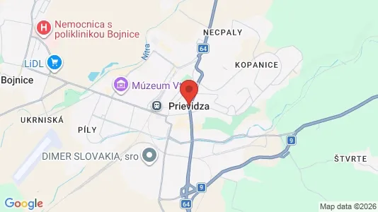 Apartments for rent i Prievidza - kort over placeringen