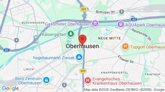 Apartments for rent i Oberhausen - kort over placeringen