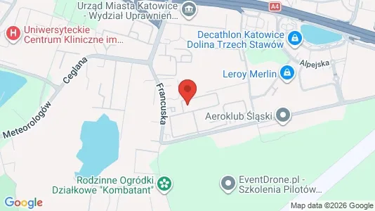 Apartments for rent i Katowice - kort over placeringen