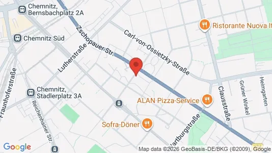 Apartments for rent i Chemnitz - kort over placeringen