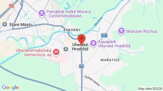 Apartments for rent i Uherské Hradiště - kort over placeringen