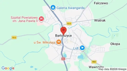 Apartments for rent i Bartoszycki - kort over placeringen