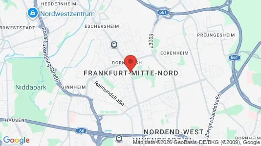 Apartments for rent i Frankfurt Mitte-Nord - kort over placeringen