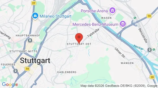 Apartments for rent i Stuttgart-Ost - kort over placeringen