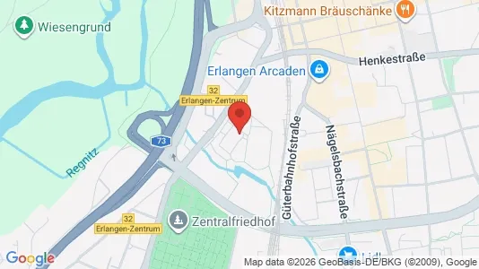 Apartments for rent i Erlangen - kort over placeringen