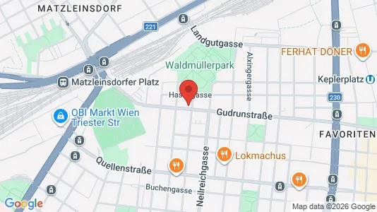 Apartments for rent i Vienna Favoriten - kort over placeringen