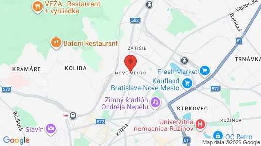 Apartments for rent i Bratislava Nové Mesto - kort over placeringen