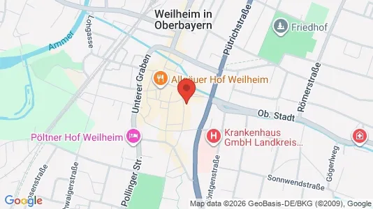 Apartments for rent i Weilheim-Schongau - kort over placeringen