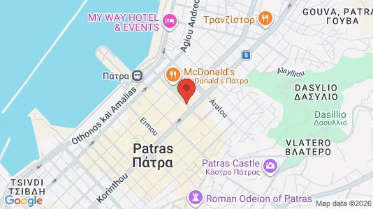 Apartments for rent i Patras - kort over placeringen