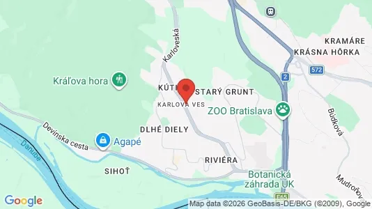 Apartments for rent i Bratislava Karlova Ves - kort over placeringen