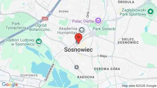 Apartments for rent i Sosnowiec - kort over placeringen
