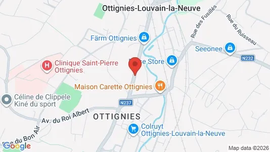 Apartments for rent i Ottignies-Louvain-la-Neuve - kort over placeringen