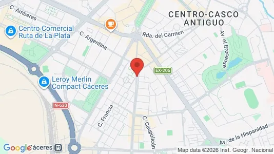 Apartments for rent i Cáceres - kort over placeringen
