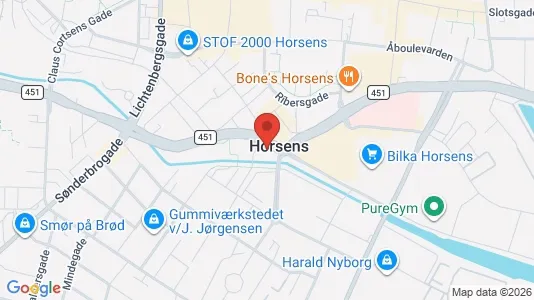 Apartments for rent i Horsens - kort over placeringen