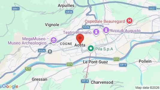 Apartments for rent i Aosta - kort over placeringen