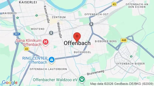 Apartments for rent i Offenbach am Main - kort over placeringen