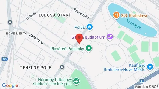 Apartments for rent i Bratislava Nové Mesto - kort over placeringen