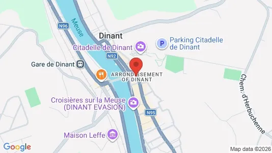 Apartments for rent i Dinant - kort over placeringen