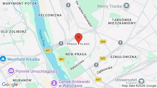 Apartments for rent i Warszawa Praga-Północ - kort over placeringen