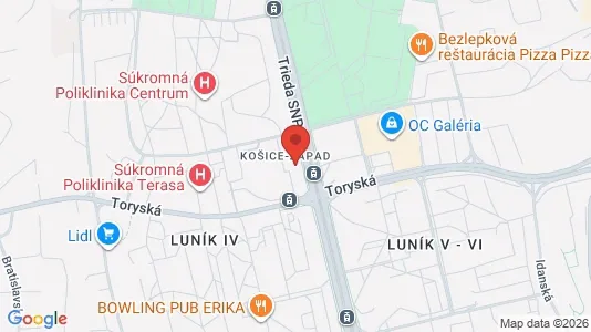 Apartments for rent i Košice Juh - kort over placeringen