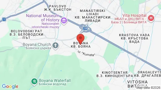 Houses for rent i Boyana - kort over placeringen