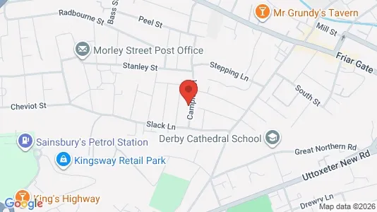 Apartments for rent i Derby - Derbyshire - kort over placeringen