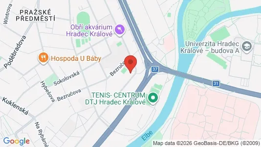 Apartments for rent i Hradec Králové - kort over placeringen
