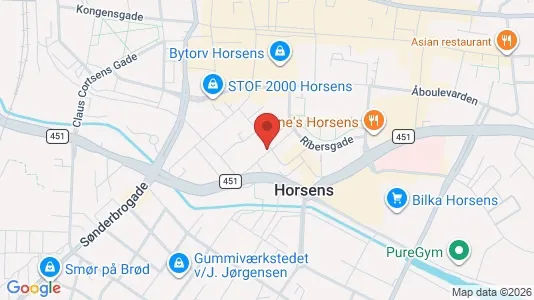 Apartments for rent i Horsens - kort over placeringen