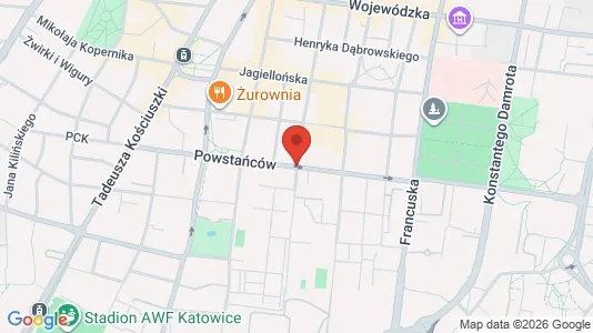 Rooms for rent i Katowice - kort over placeringen