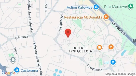 Apartments for rent i Katowice - kort over placeringen