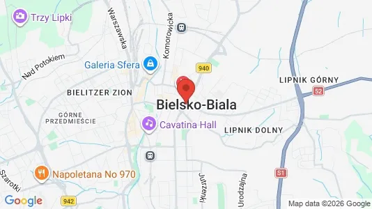 Apartments for rent i Bielsko-Biała - kort over placeringen