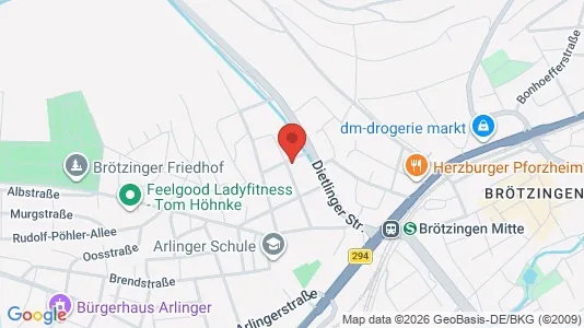 Apartments for rent i Pforzheim - kort over placeringen