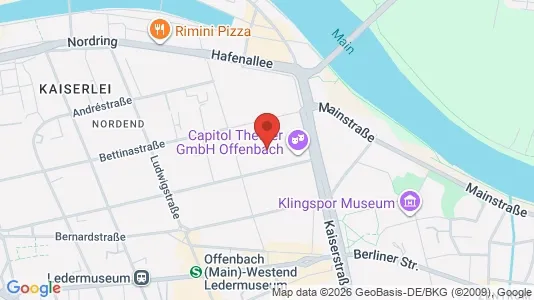 Apartments for rent i Offenbach am Main - kort over placeringen