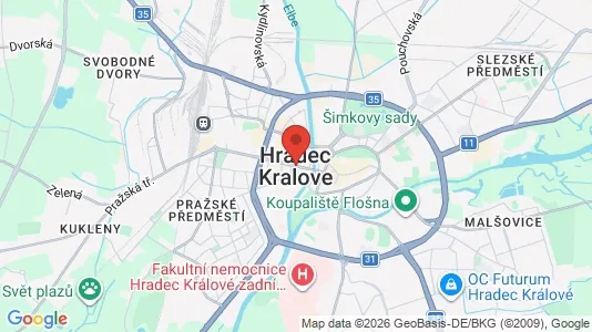 Apartments for rent i Hradec Králové - kort over placeringen