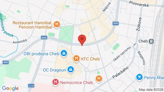 Apartments for rent i Cheb - kort over placeringen